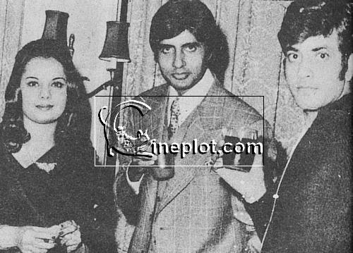Mumtaz, Jeetendra and Amitabh Bachchan at a private party