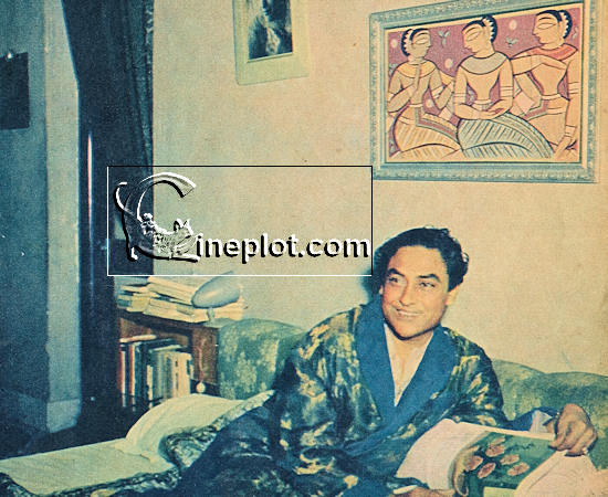 Above Ashok's bed in his terrace bedroom (right) hangs an original Jamini Roy painting from Bengal, with a portrait of his wife beside it. About this room, the star says, "It's so comfortable, I find it difficult to get out of it until after nine in the morning!"