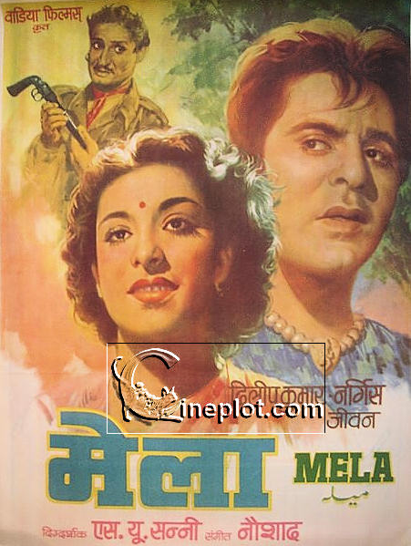 Mela (1948) Vintage Poster - Starring - Dilip Kumar, Nargis and Jeevan