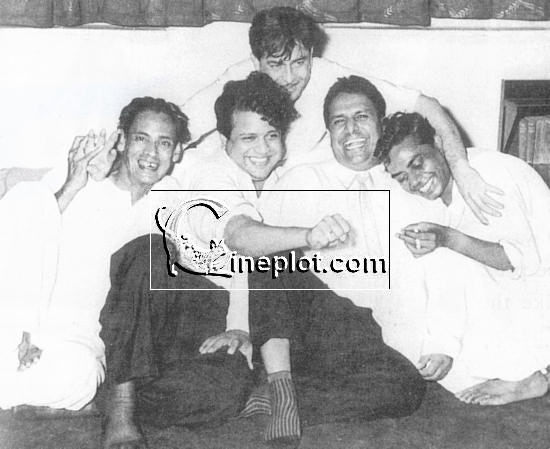 Raj Kapoor with Hasrat Jaipuri, Jaikishan, Shankar and Shailendra (1960)